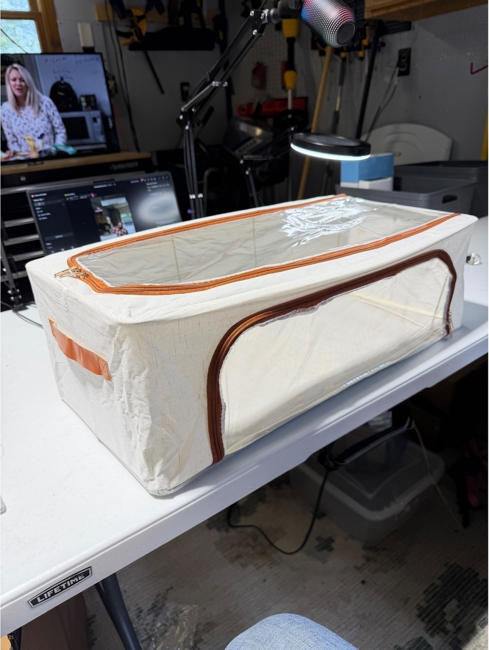 White Underbed Storage Bag with Clear Top